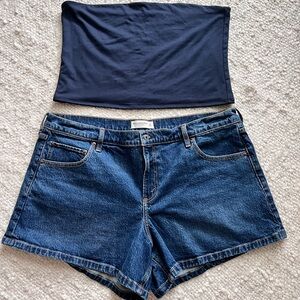 Abercrombie & Fitch Dark Blue Jean Shorts
